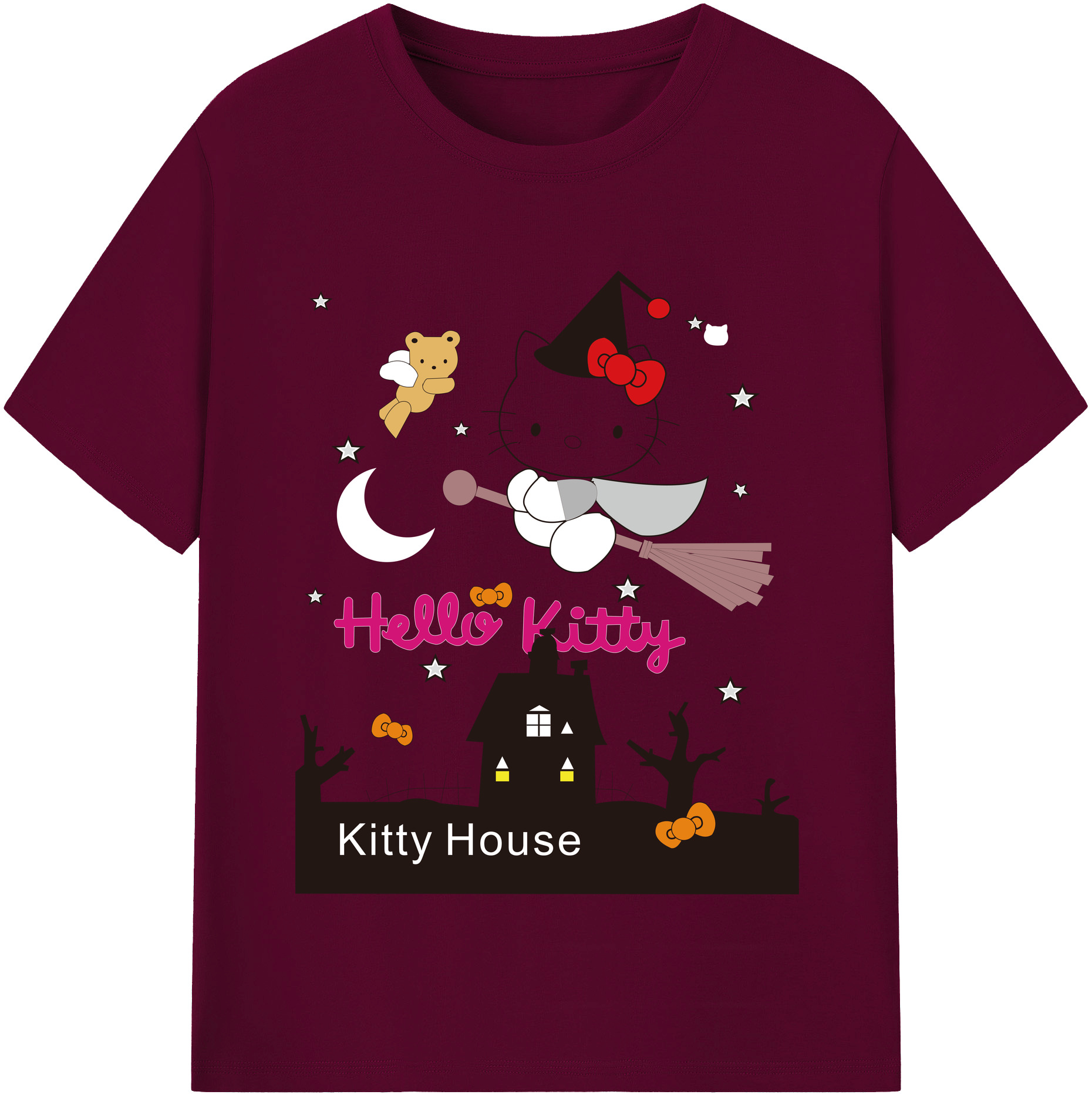 （画像用） Hello Kitty ハローキティ レディースカジュアルプリントTシャツ（綿100％）